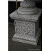 Pair of White Ram's Head Classical Style Garden Urns on Stands