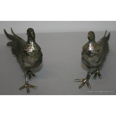 Pair of Silvered Metal Pheasants