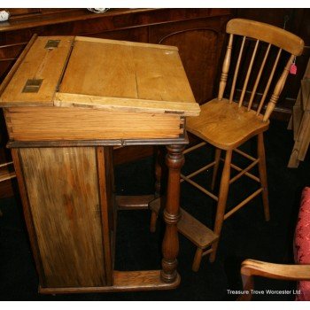 Pine Architect's Desk & High Chair