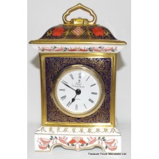 Royal Crown Derby Old Imari Solid Gold Band Mantle Clock
