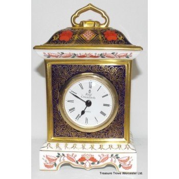 Royal Crown Derby Old Imari Solid Gold Band Mantle Clock