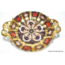 Royal Crown Derby Old Imari Solid Gold Band Handled Pin Dish