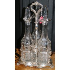 Fine Quality Regency Silver Plated Cut Glass Decanter Set