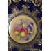 Royal Worcester 10 1/2" Hand Painted Fruit Plate Heavily Gilded Blue S.Weston