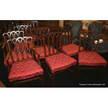 Set of 8 Cathedral Back Mahogany Chairs c1900