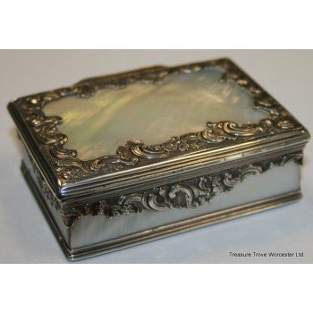 Mid 18th Century English Mother of Pearl & Silver Snuff Box