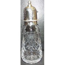 Edwardian Cut Glass Crystal & Sterling Silver Sugar Dredger