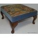 Blue Velvet Stud Surround Tapestry Footstool