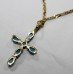 Turquoise Set 9ct Gold Cross on Chain