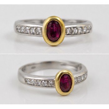 Vintage Ruby & Diamond Ring in 18ct White Gold
