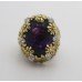 Amethyst & Diamond Fancy Openwork Flower Ring