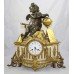 Antique 19th c. Bronze & Marble Ormolu Mantle Clock