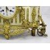 Antique 19th c. Bronze & Marble Ormolu Mantle Clock