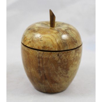 Antique Carved Wood Apple Treen Container