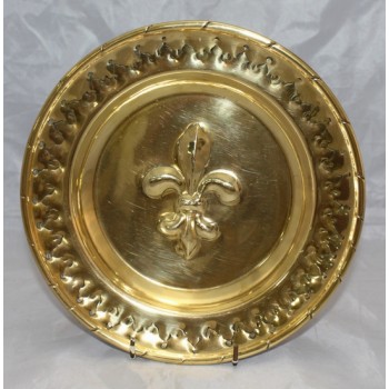 Antique Brass Charger with Fleur de Lys