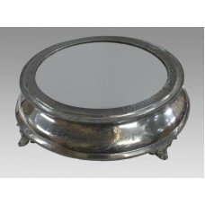 Antique Circular Mirror Topped Pewter Cake Stand