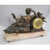 French Spelter & Rouge Marble Mantle Clock c.1920