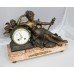 French Spelter & Rouge Marble Mantle Clock c.1920