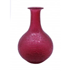 Antique Cranberry Crackle Glass Vase with Gilded Rim