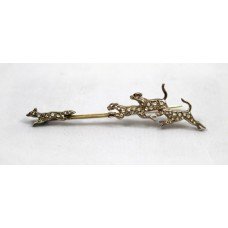 Antique Diamond & Ruby Gold Hunting Brooch