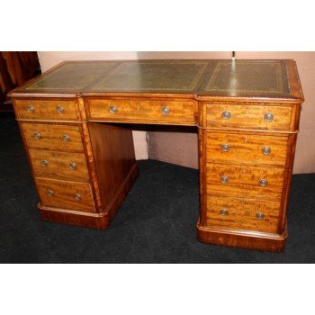 Antique Early 19th c. Small Leather Topped  Pedestal Desk