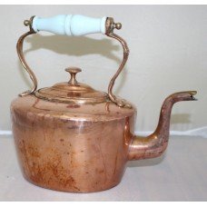 Antique English Copper Kettle with Ceramic Handle