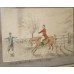 Antique English Humorous Fox Hunting Watercolour