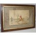 Antique English Humorous Fox Hunting Watercolour