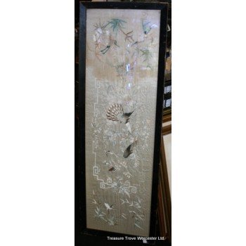 Antique Framed Silk Wall Hanging c.1900