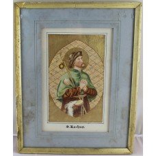 Antique Illuminated Watercolour of Saint Rochus