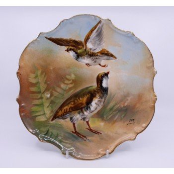 Antique Limoges Hand Painted Game Birds Plate