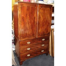 Antique Mahogany Inlaid Linen Press Cupboard Chest of Drawers