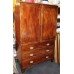 Antique Mahogany Inlaid Linen Press Cupboard Chest of Drawers