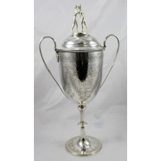 Edwardian Silver Lidded Wrestling Challenge Cup Trophy London 1905