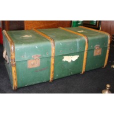 Antique Steamer Luggage Trunk with Wooden Banding c.1910