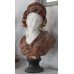 Antique Style Carved Marble Red & White Maiden Bust