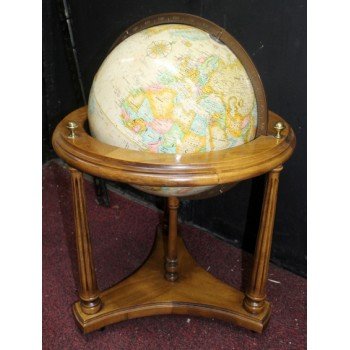 Quality Antique Style Floor 16 in Globe on Carved Wood Stand