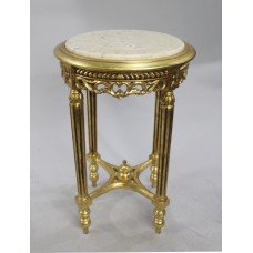 Antique Style Circular Marble Topped Giltwood Lamp Table