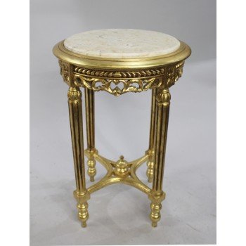 Antique Style Circular Marble Topped Giltwood Lamp Table