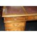 Antique Style Mahogany Burgundy Leather Topped Pedestal Desk