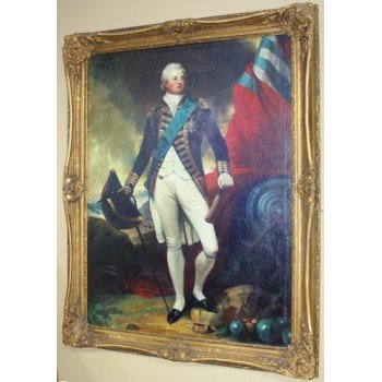 Impressive Portrait of Admiral Nelson Oil on Canvas Set in Gilt Frame