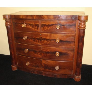 Antique Victorian Flame Mahogany Chest of Drawers