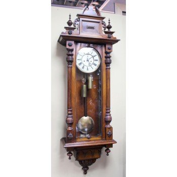 Handsome Antique Victorian Walnut Vienna Wall Clock