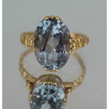 Vintage 18ct Gold Aquamarine Ring – Hallmarked London, 1988