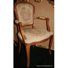 Aubusson Style Tapestry Upholstered French Style Salon Armchair