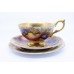 Aynsley Gilded Orchard Gold Tea Cup & Saucer Trio