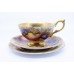 Aynsley Gilded Orchard Gold Tea Cup & Saucer Trio