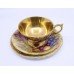 Aynsley Gilded Orchard Gold Tea Cup & Saucer Trio