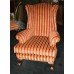 Mahogany Ball & Claw Striped Upholstered Gents Armchair