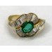 Fine Ballerina Style Cluster Ring Set with Centre Emerald & Diamonds